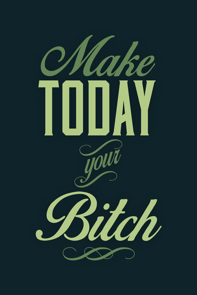 Make Today Your Bitch Green Cool Wall Art Print Poster 12x18