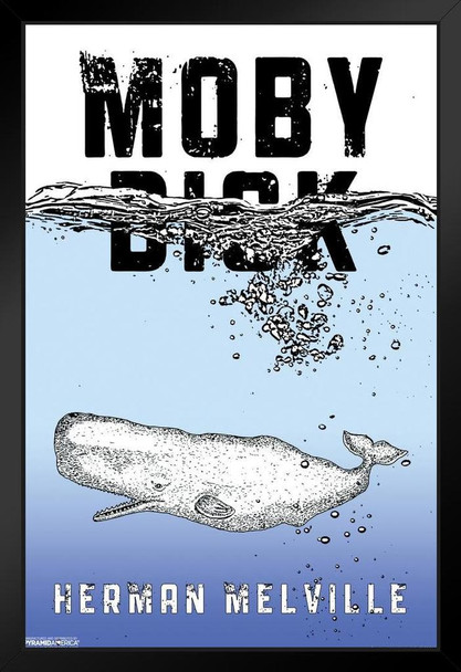 Moby Dick Herman Melville Ocean Black Wood Framed Art Poster 14x20