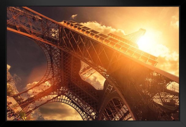 Sunlight and the Eiffel Tower Paris France Photo Art Print Black Wood Framed Poster 20x14