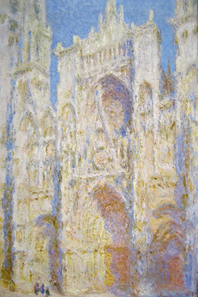 Claude Monet Rouen Cathedral West Facade Sunlight Impressionist French Landscape Painting Cool Wall Art Print Poster 12x18