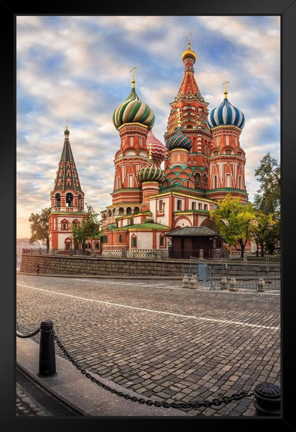 Saint Basils Cathedral Red Square Moscow Russia Photo Art Print Black Wood Framed Poster 14x20