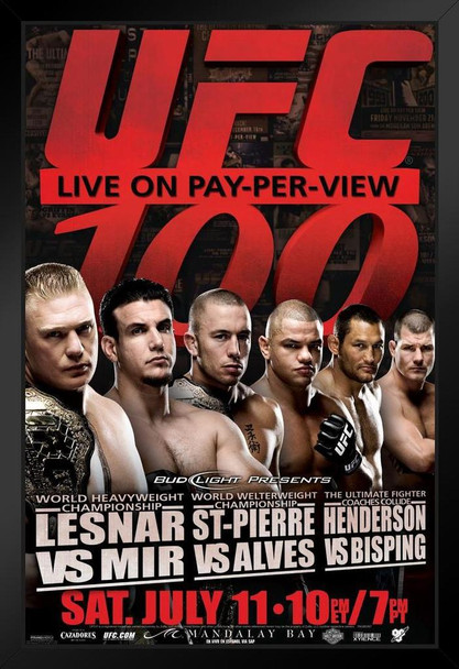 Official UFC 100 Brock Lesnar vs Frank Mir Sports Black Wood Framed Art Poster 14x20