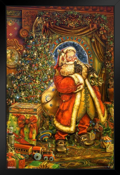 Santa Claus by Myles Pinkney Black Wood Framed Art Poster 14x20