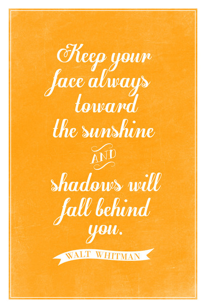 Walt Whitman Keep Your Face Always Toward the Sunshine Orange Cool Wall Art Print Poster 12x18