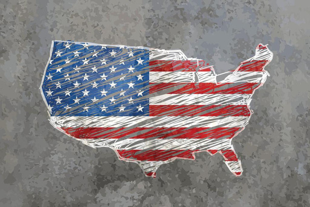 United States Outline Flag Map Stone Background Photo Photograph Cool Wall Art Print Poster 36x24