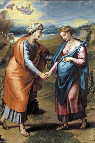 Raphael The Visitation Baby Angel Realism Romantic Artwork Raffaello Prints Biblical Drawings Portrait Painting Wall Art Renaissance Posters Canvas Art Cool Wall Decor Art Print Poster 12x18