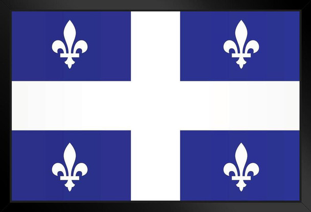 Flag of Quebec Canada Province Black Wood Framed Poster 14x20