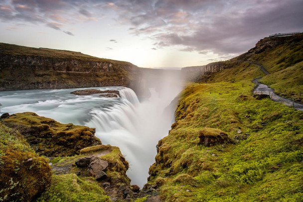 Gullfoss Waterfall Iceland Scenic River Landscape Photo Cool Wall Decor Art Print Poster 36x24