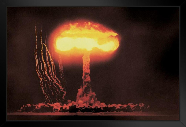 Nuclear Bomb Test Nevada Desert June 4 1953 Photo Photograph Black Wood Framed Art Poster 20x14