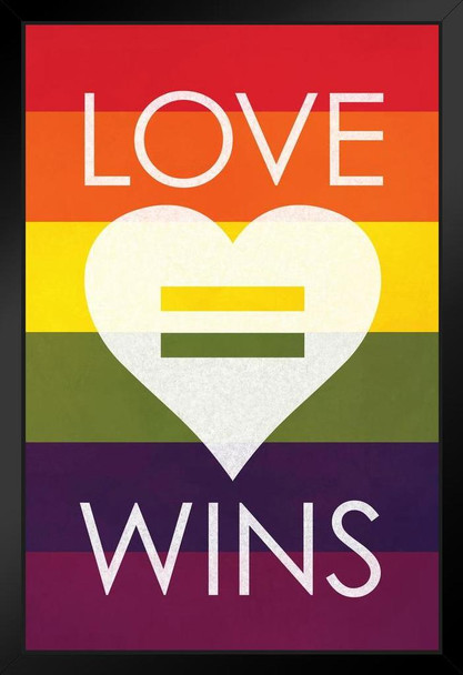 Love Wins Rainbow Art Print Black Wood Framed Poster 14x20