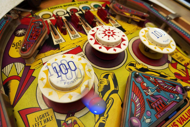 Closeup of a Vintage Pinball Machine Arcade Game Photo Photograph Cool Wall Decor Art Print Poster 36x24