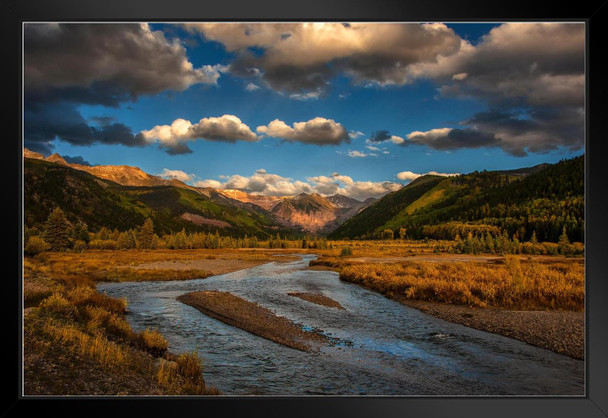 River Running Through Telluride Valley Colorado Photo Art Print Black Wood Framed Poster 20x14