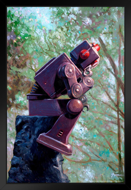 Robots The Collator by Eric Joyner Black Wood Framed Art Poster 14x20