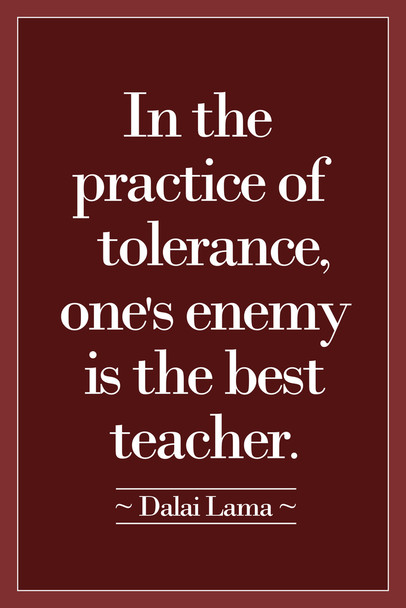 Dalai Lama In The Practice Of Tolerance Ones Enemy Is The Best Teacher Red Motivational Cool Wall Decor Art Print Poster 12x18