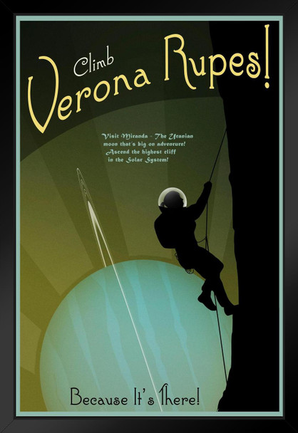 Climb Verona Rupes Miranda Futuristic Science Fantasy Travel Black Wood Framed Art Poster 14x20