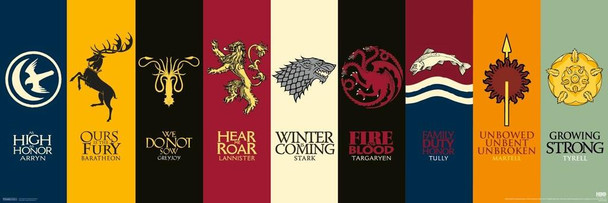 Game of Thrones House Sigils TV Cool Wall Art Print Poster 36x12