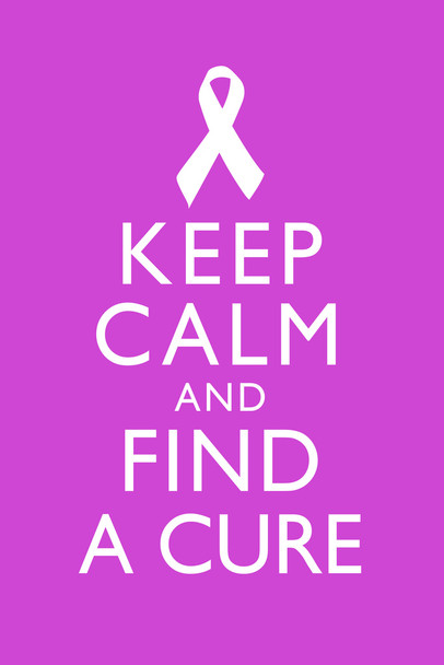 Breast Cancer Keep Calm And Find A Cure Awareness Motivational Inspirational Fuschia Cool Wall Decor Art Print Poster 12x18
