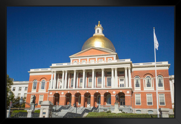 Massachusetts State House Capitol Boston Photo Black Wood Framed Art Poster 20x14