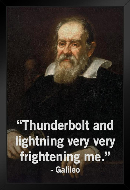 Thunderbolt And Lightning Very Very Frightening Me Galileo Funny Parody Science Classroom Educational Teacher Learning Homeschool Chart Display Teaching Black Wood Framed Art Poster 14x20