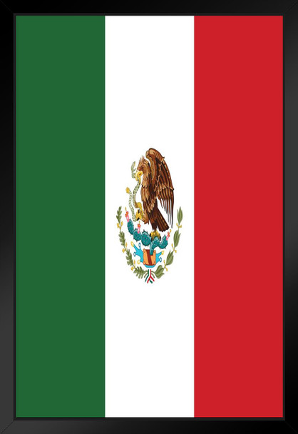 Flag of Mexico Black Wood Framed Art Poster 14x20