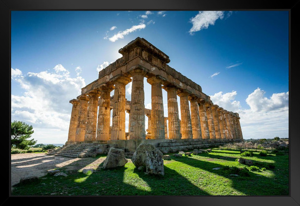 Acropolis of Selinunte Sicily Italy Photo Art Print Black Wood Framed Poster 20x14