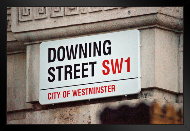 Downing Street Sign Whitehall London England UK Photo Art Print Black Wood Framed Poster 20x14