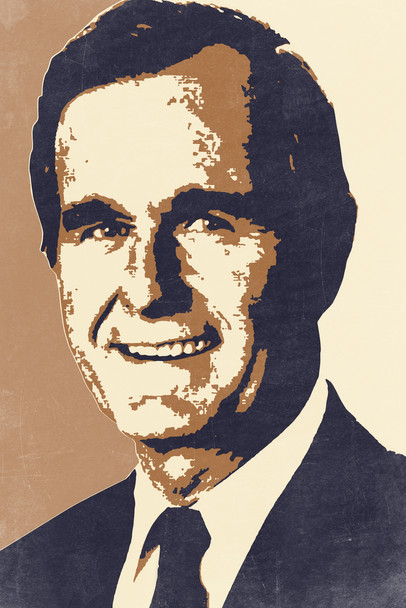President George HW Bush 41 Pop Art Portrait Republican Politics Politician Sepia Cool Wall Art Print Poster 12x18