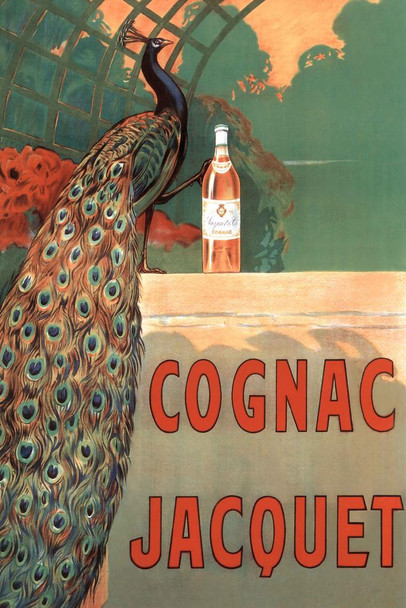 Camille Bouchet Cognac Jacquet Peacock Vintage French Brandy Beverage Advertisement Cool Huge Large Giant Poster Art 36x54