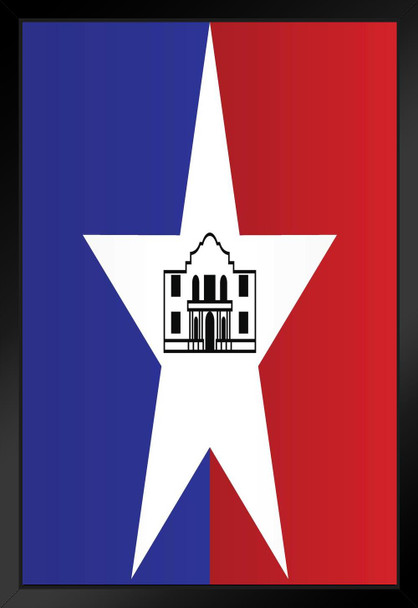 San Antonio Texas City Flag Black Wood Framed Poster 14x20