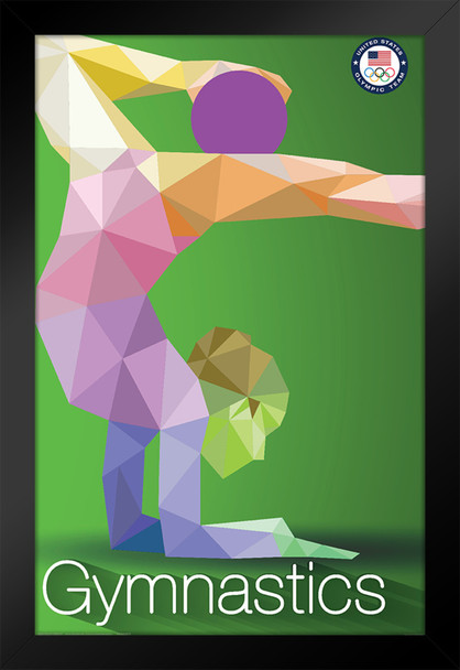 USA Olympic Team Rio 2016 Gymnastics Sports Black Wood Framed Poster 14x20