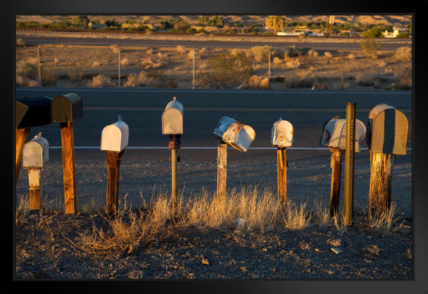 Roadside Rural Mailboxes Barstow California Photo Art Print Black Wood Framed Poster 20x14