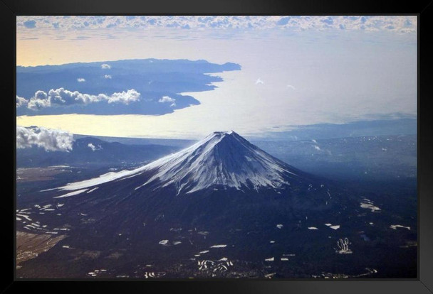 Mt Fuji in Winter Honshu Island Japan Photo Art Print Black Wood Framed Poster 20x14