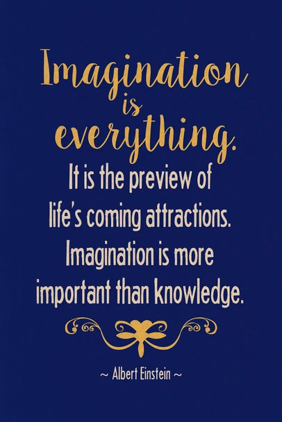 Albert Einstein Imagination Is Everything Lifes Coming Attractions Motivational Blue Cool Wall Art Print Poster 12x18