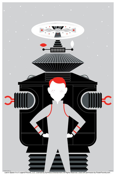 Lost In Space Will Robinson and Robot (Gray) By Ty Mattson Cool Wall Decor Art Print Poster 24x36