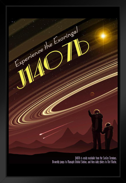 J1407B Experience Exorings Futuristic Science Fantasy Travel Black Wood Framed Art Poster 14x20