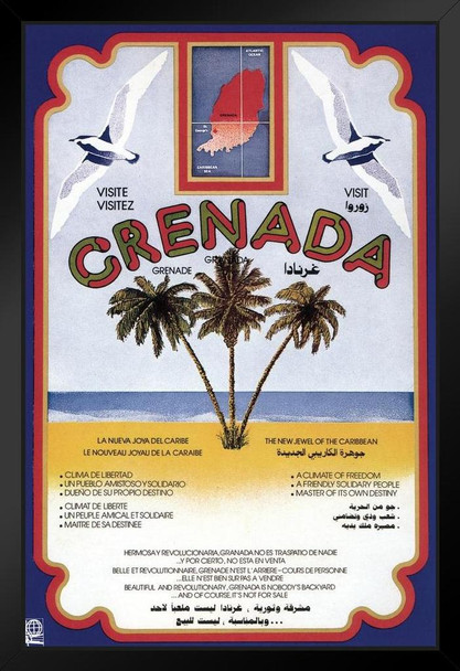 Grenada Vintage Travel Black Wood Framed Art Poster 14x20