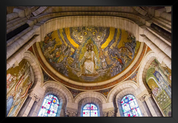 Interior of Basilica of the Sacred Heart of Paris Photo Art Print Black Wood Framed Poster 20x14