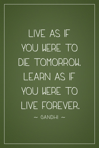 Mahatma Gandhi Live As If You Were Die Tomorrow Learn Live Forever Motivational Olive Cool Wall Art Print Poster 12x18