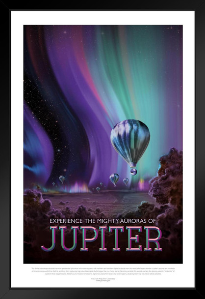 Experience The Mighty Auroras Of Jupiter NASA Space Travel Solar System Science Map Galaxy Classroom Chart Earth Pictures Outer Planets Hubble Astronomy Sky Black Wood Framed Art Poster 14x20