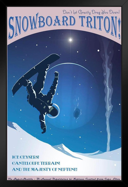 Snowboard Triron Futuristic Science Fantasy Travel Black Wood Framed Art Poster 14x20