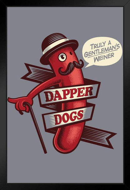 Dapper Dogs A Gentlemans Weiner Vintage Advertising Art Print Black Wood Framed Poster 14x20