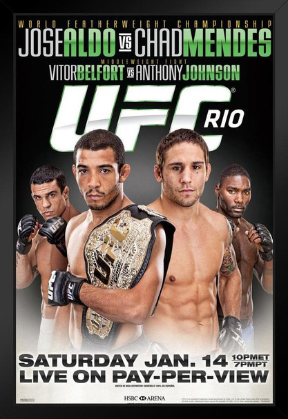 Official UFC 142 RIo Jose Aldo vs Chad Mendes Sports Black Wood Framed Art Poster 14x20