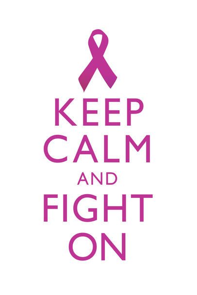 Breast Cancer Keep Calm And Fight On Awareness Motivational Inspirational White Cool Wall Decor Art Print Poster 12x18