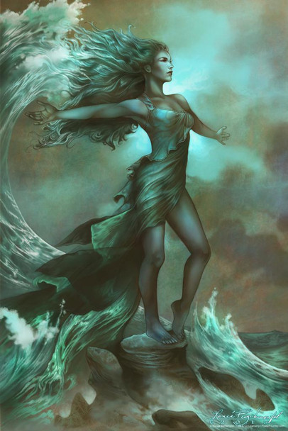 Breaking Waves by Renee Biertempfel Siren Fantasy Art Cool Wall Art Print Poster 24x36