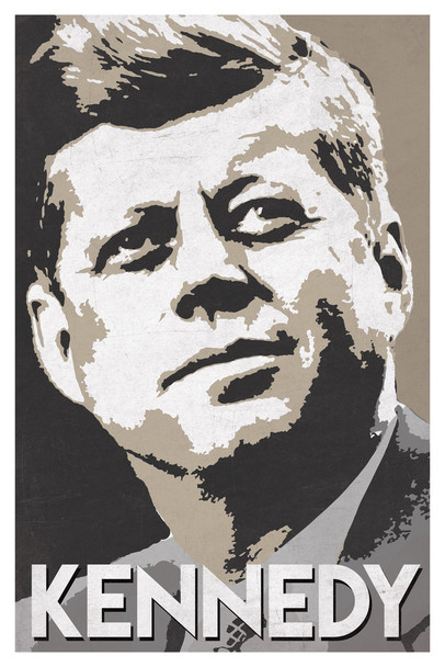 President John F Kennedy Pop Art Portrait Democrat Politics Politician POTUS Tan Cool Wall Art Print Poster 12x18