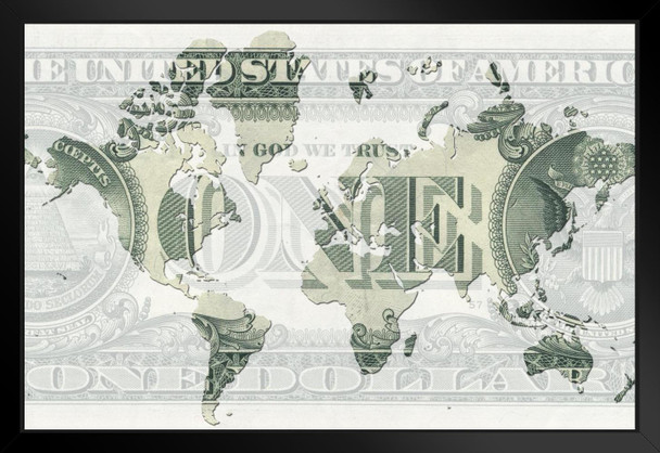 World Money Global Finance and Business Art Print Black Wood Framed Poster 20x14