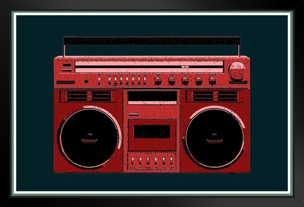 Boombox Red Pop Black Wood Framed Art Poster 14x20