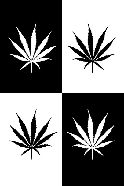Marijuana Four Weed Pot Cannabis Joint Blunt Bong Leaves Pop Art Black And White Cool Wall Decor Art Print Poster 12x18