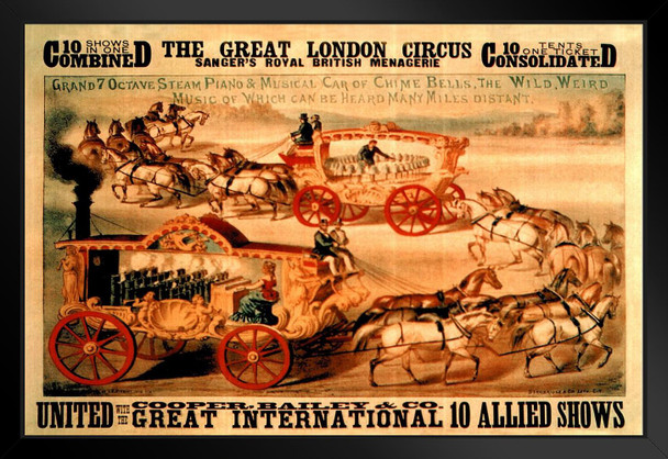 The Great London Circus Sangers Royal British Managerie Art Print Black Wood Framed Poster 20x14