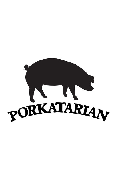 Porkatarian Barbecue BBQ Smoking Pig Hog Foody Cooking Black And White Cool Wall Art Print Poster 12x18